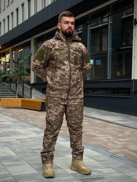 Тактичний костюм на флісі Soft Shell піксель розмір S 01896-S фото