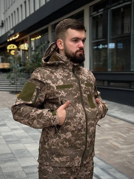 Тактичний костюм на флісі Soft Shell піксель розмір S 01896-S фото