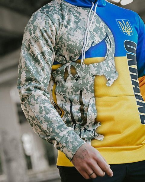 Худі тактичне піксель ukraine,тактична кофта синьо жовта,худі військове патріотичне,мілітарі худі з прапором України розмір S 93923 фото