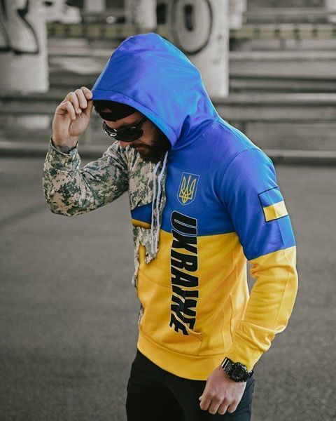 Худі тактичне піксель ukraine,тактична кофта синьо жовта,худі військове патріотичне,мілітарі худі з прапором України розмір S 93923 фото