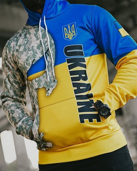 Худі тактичне піксель ukraine,тактична кофта синьо жовта,худі військове патріотичне,мілітарі худі з прапором України розмір S 93923 фото