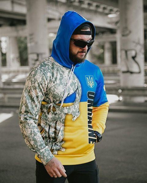 Худі тактичне піксель ukraine,тактична кофта синьо жовта,худі військове патріотичне,мілітарі худі з прапором України розмір S 93923 фото