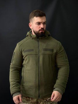 Тепла Флісова кофта- куртка Олива 3D сітка 380 Фліс БАТАЛИ розмір 64 00522-60 фото