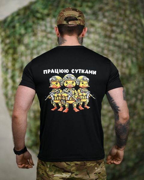 Тактическая футболка SELION Працюю сутками black ТР6211 размер M 96002 фото