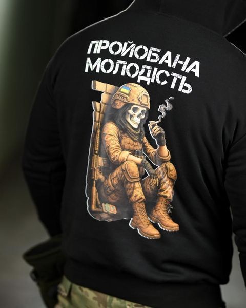 Милитари худи CROP Молодість black РП7408 размер M 93327 фото