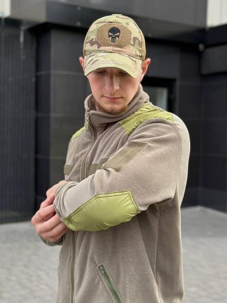 Флісова кофта світла олива з оливковими вставками розмір 48 00604-48 фото
