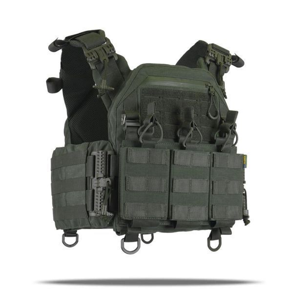 Плитоноска Kiborg GU gen.2 + з'ємна панель з 3-ма підсумками під 1 магазин, Хакі 55003 фото