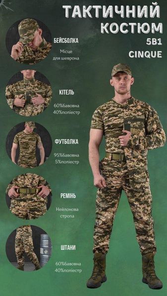 Тактичний демісезонний костюм 5в1 піксель,літня форма ЗСУ,тактичний костюм піксель,форма статутна піксель 5в1 розмір S 16753 фото