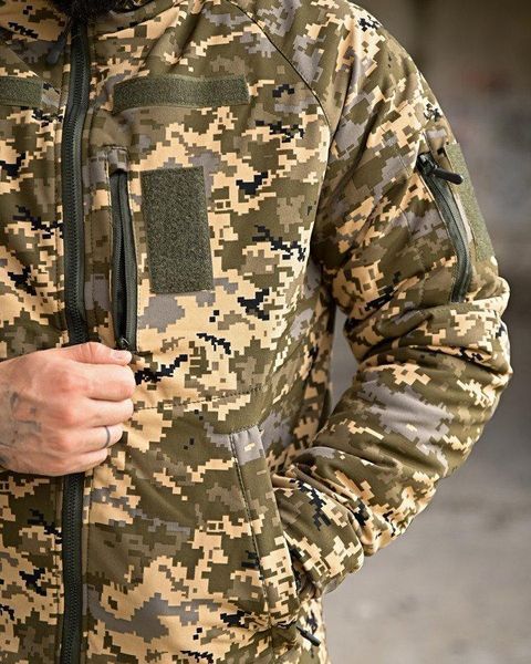 Військова чоловіча куртка зимова піксель,тактична куртка софтшел піксель,зимова куртка піксель,куртка зсу піксель зимова розмір S 89431 фото