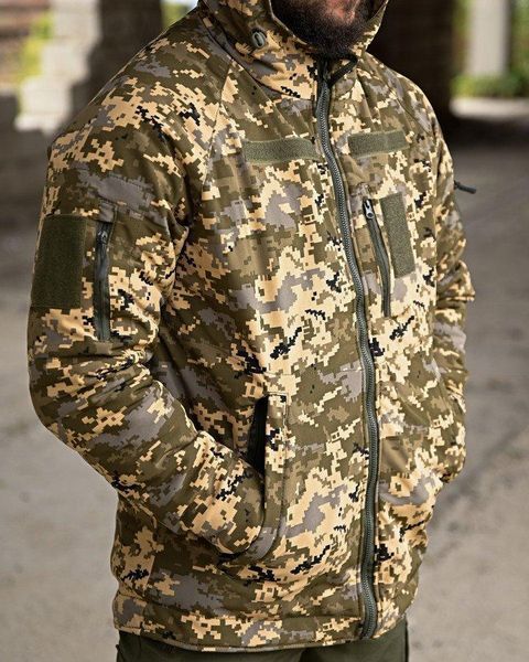 Військова чоловіча куртка зимова піксель,тактична куртка софтшел піксель,зимова куртка піксель,куртка зсу піксель зимова розмір S 89431 фото