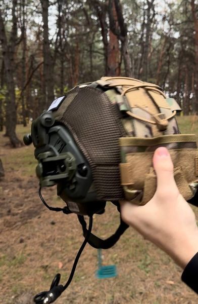 Шолом тактичний олива Fast TEAM WENDY Helmet NIJ IIIA + Навушники Earmor M32 MOD3 з чебурашкою +&nbsp;ліхтарик + кавер розмір S Fast05 фото