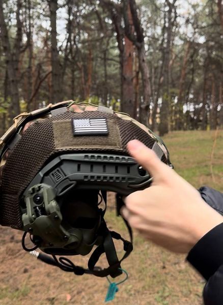 Шолом тактичний олива Fast TEAM WENDY Helmet NIJ IIIA + Навушники Earmor M32 MOD3 з чебурашкою +&nbsp;ліхтарик + кавер розмір S Fast05 фото