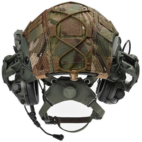 Шолом тактичний олива Fast TEAM WENDY Helmet NIJ IIIA + Навушники Earmor M32 MOD3 з чебурашкою +&nbsp;ліхтарик + кавер розмір S Fast05 фото