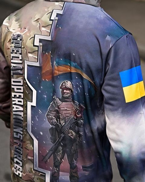 Тактичне худі на флісі,кофта військова з принтом,толстовка худі наземних сил Святого,кофта на флісі зсу воїн розмір S 93928 фото